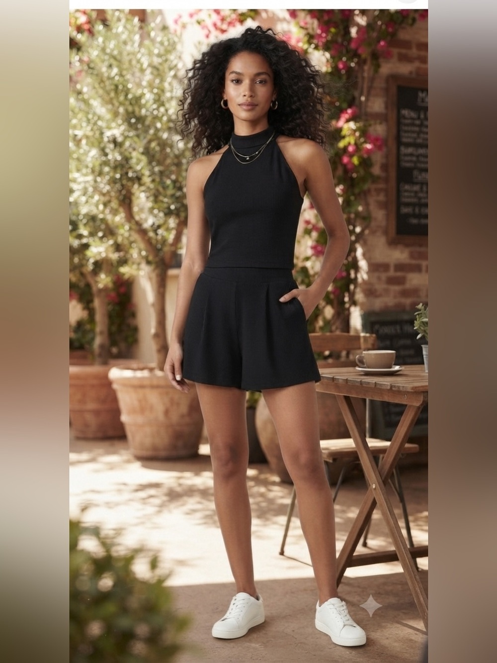 Paper Crane Two Piece Ribbed Shorts Set